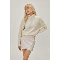 Womens Knitted High Neck Cable Jumper - White - S, White | NastyGal (UK, IE)