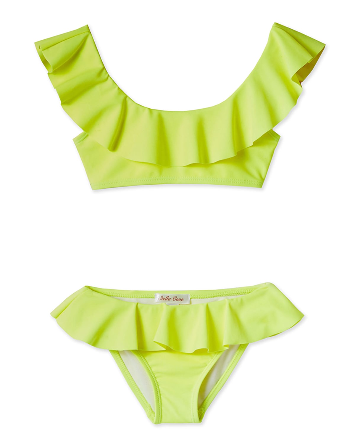 Girls' Neon Draped Bikini Two-Piece Swim Set, 2-14 | Neiman Marcus