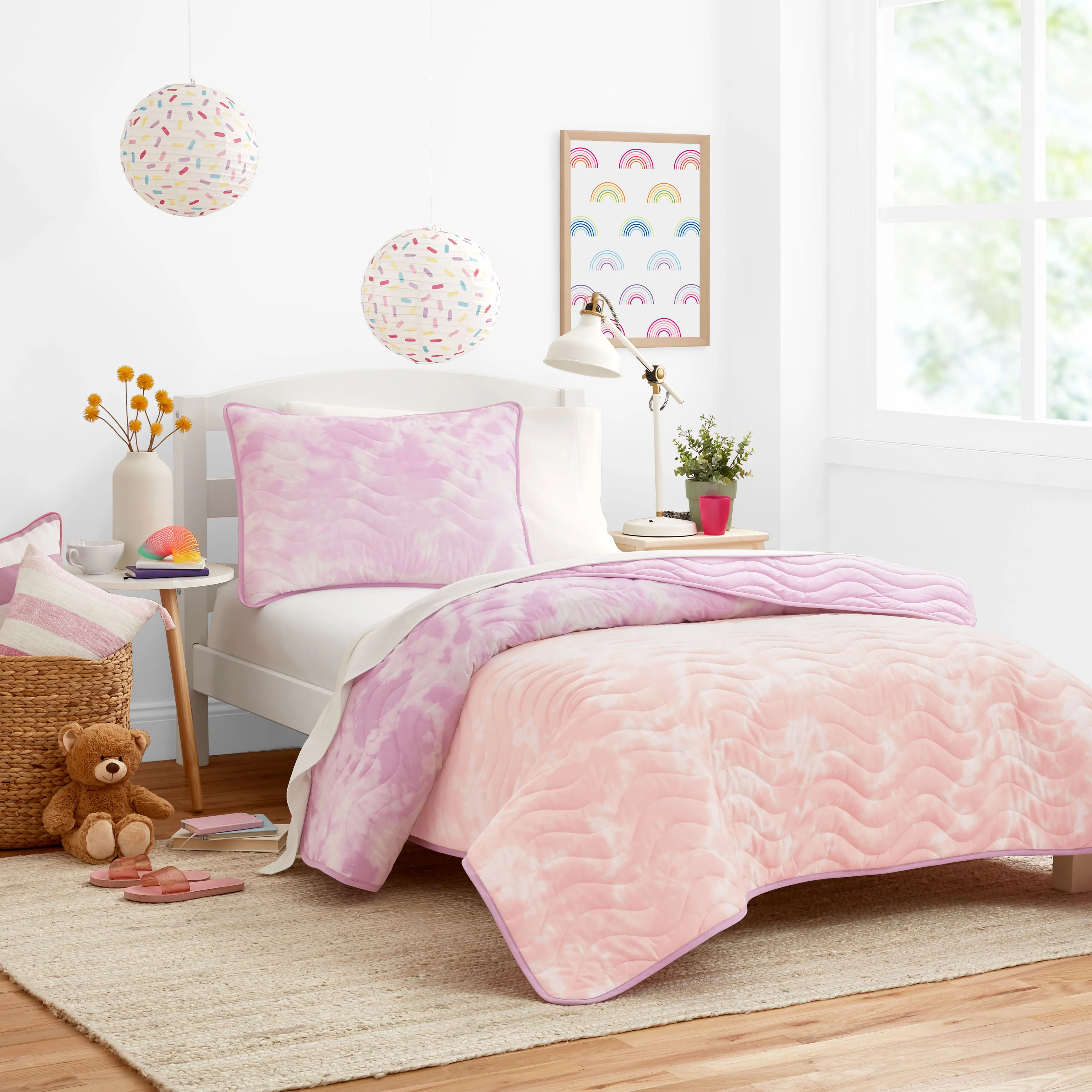 Gap Home Kids Ombre Tie Dye Organic Cotton Blend Quilt Set, Twin, Lilac/Orange, 2-Pieces | Walmart (US)