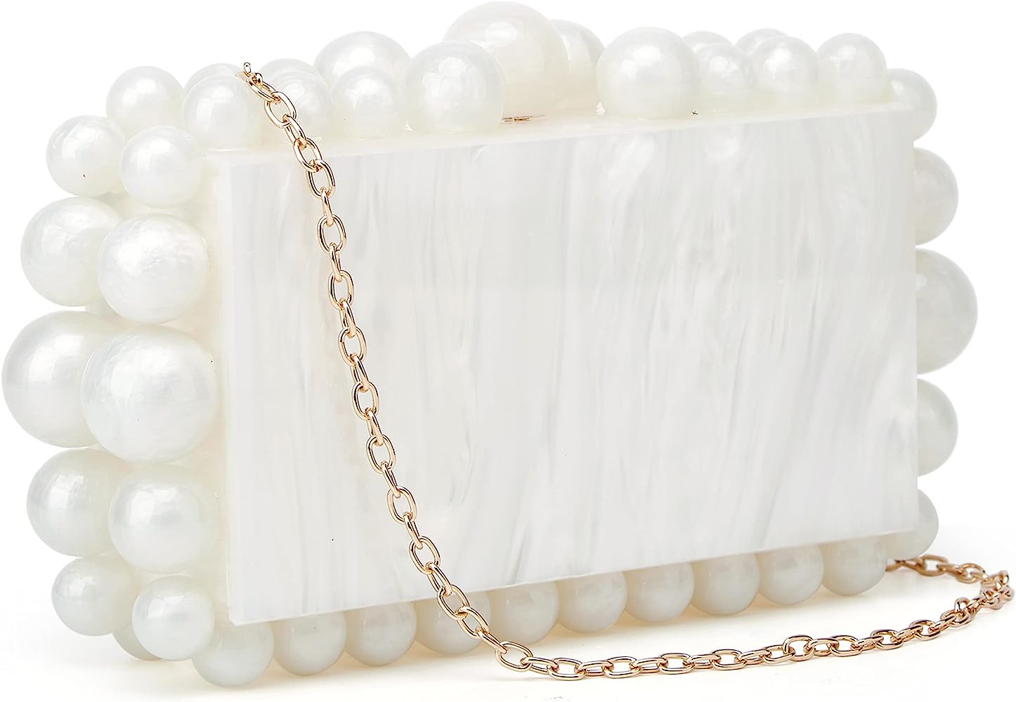 URAWOW Acrylic Evening Handbag Beads Bag for Women Graceful Shoulder Bag Satchel Marble Clutch Pu... | Amazon (US)