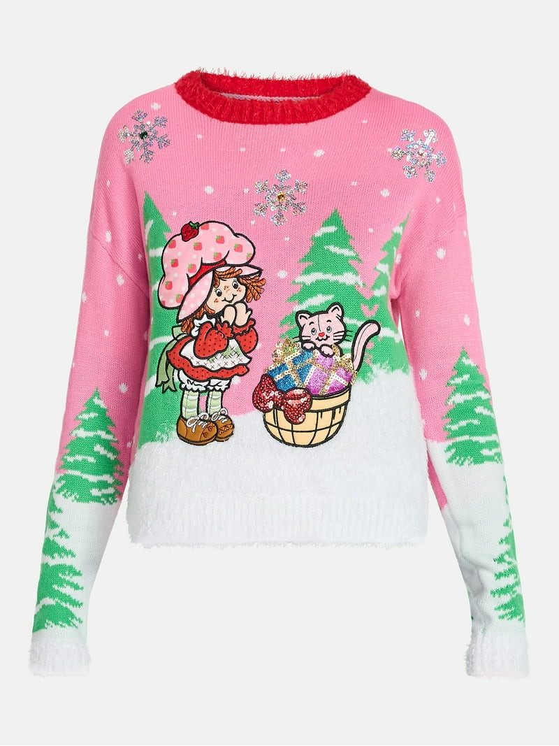 Strawberry Shortcake Women's Embellished Christmas Sweater, Midweight, Sizes XXS-XXL | Walmart (US)