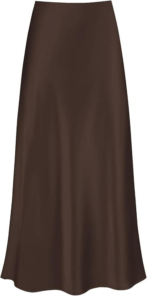 Women's Satin Maxi Skirt High Waist Silk Long White Polka Dot Skirts | Amazon (US)