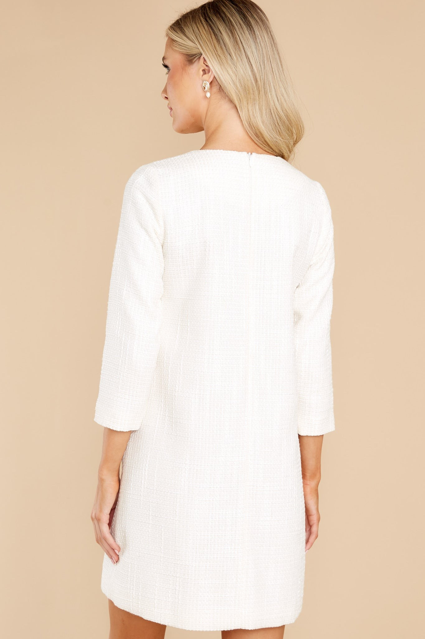 Highly Selective Ivory Tweed Dress | Red Dress 