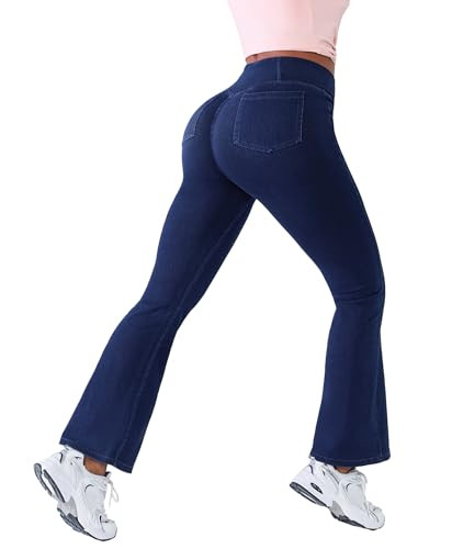 BRXL Stretchy Jeans for Women Flare Jeggings Leggings with Pockets Bell Bottom Crossover Pants Bo... | Amazon (US)