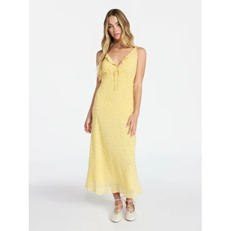No Boundaries Sleeveless Ruffle Midi Dress Women s XXS-XXL | Walmart (US)