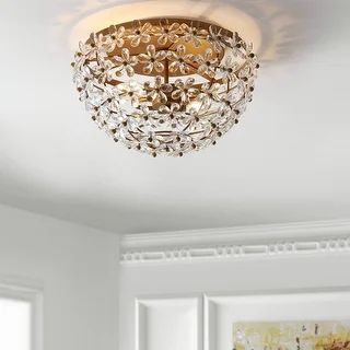 Coco 15.5" Metal/Acrylic LED Flush Mount, Antique Gold by JONATHAN Y | Bed Bath & Beyond