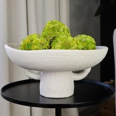 Luxurious White Textured Ceramic Bowl and Greenery Set,12.5x10.5 Inch Pedestal Decorative Bowl, w... | Amazon (US)