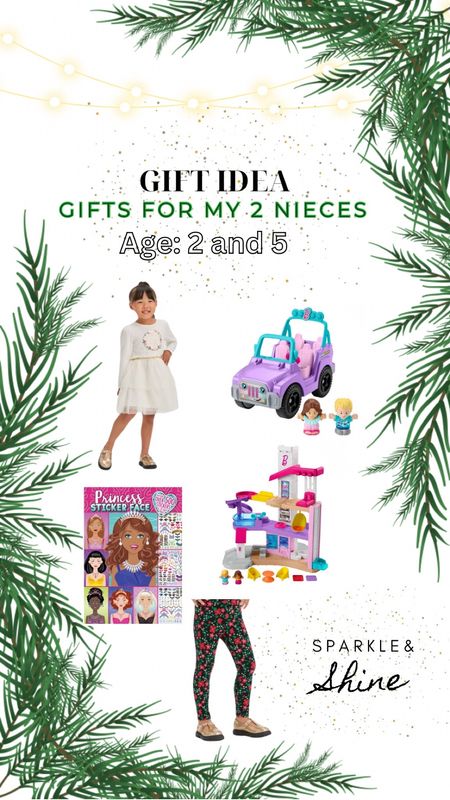 I got them each a dress and leggings. The little people toy is for them to share then I got my older niece the activity book. Target is having a great sale right now on clothes for kids and toys! 

Barbie
Little people
Toddler gifts
Gifts for kids 
Gifts for girls 
Gift ideas
Wishlist
Christmas gifts 

#LTKHoliday #LTKGiftGuide #LTKsalealert