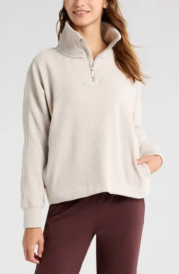 Zella Half Zip Waffle Stitch Sweatshirt | Nordstrom | Nordstrom
