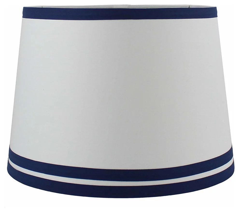 Urbanest French Drum Shade, Off White Cotton, 10x12x8.5", Navy Blue Double Trim | Walmart (US)