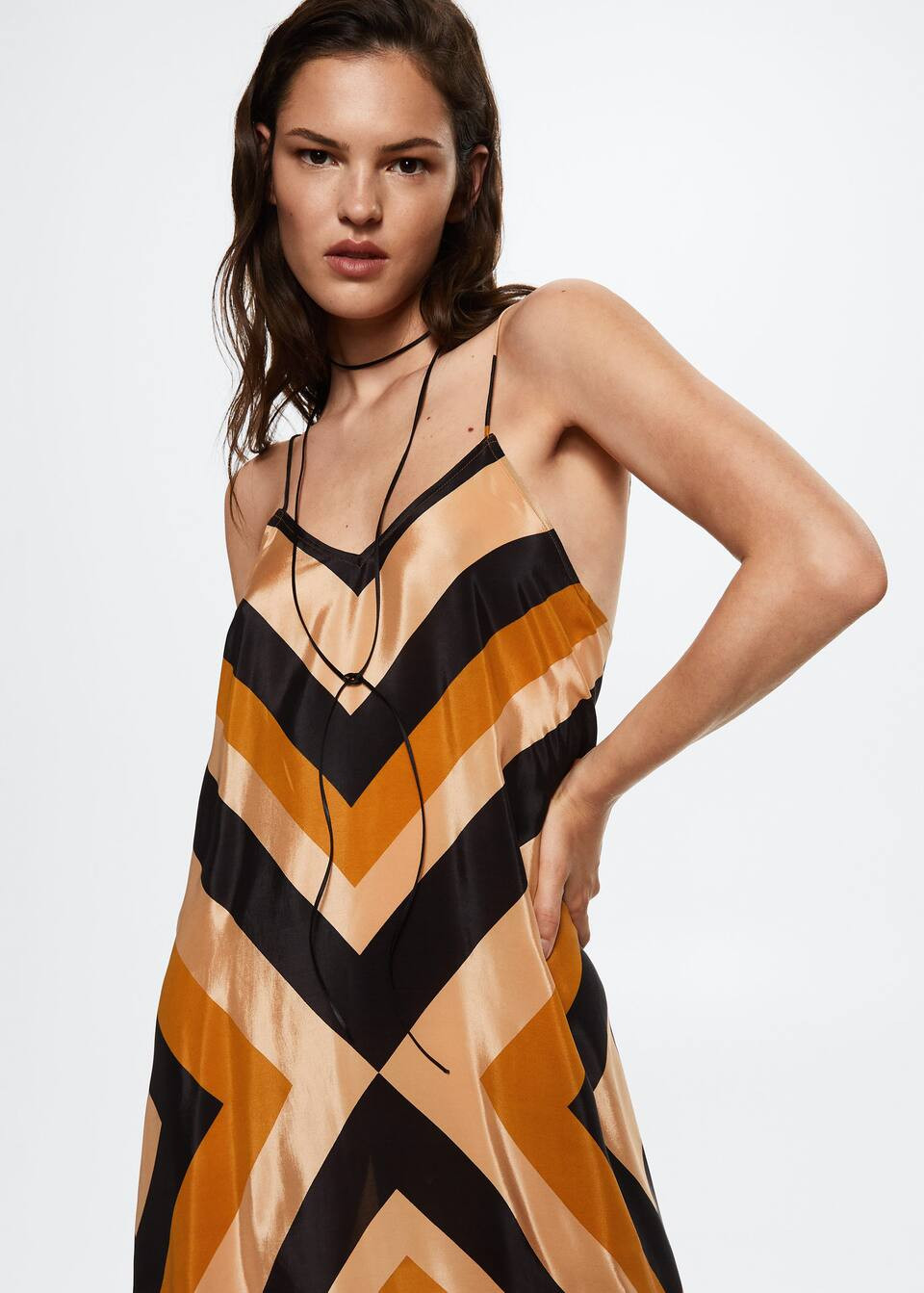 Striped satin dress -  Women | Mango USA | MANGO (US)