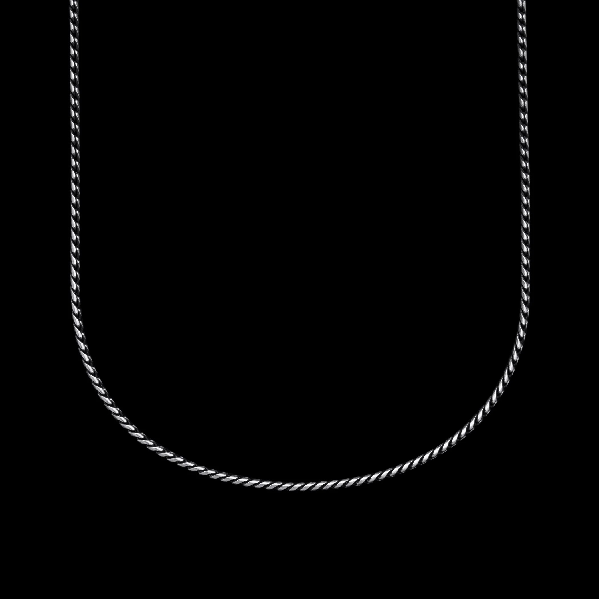 Rope Chain Necklace - Sterling Silver 2.2 mm - 19.5” - Oxidized & Polished | LOUPN