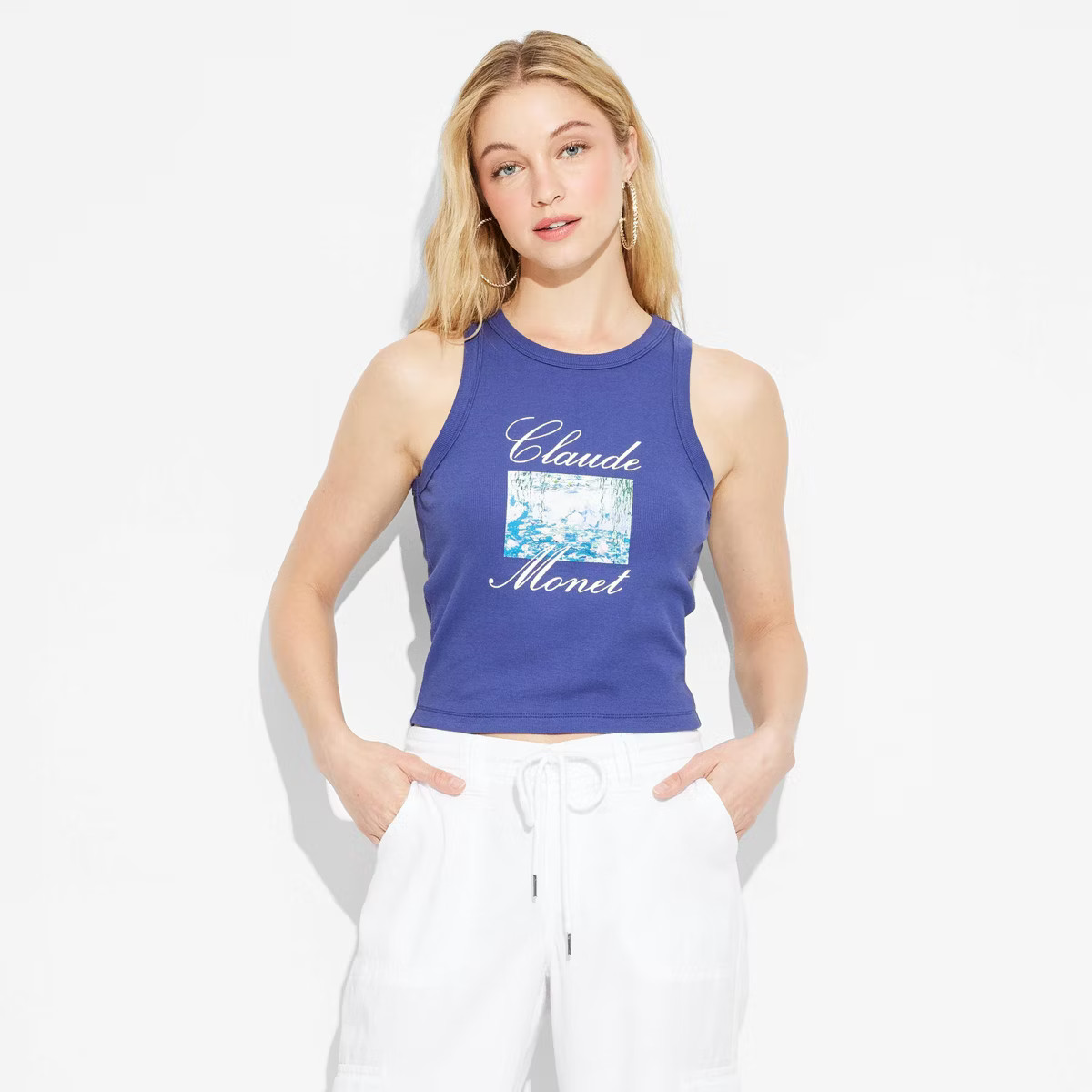 Women's Claude Monet Graphic Tank Top - Navy Blue | Target