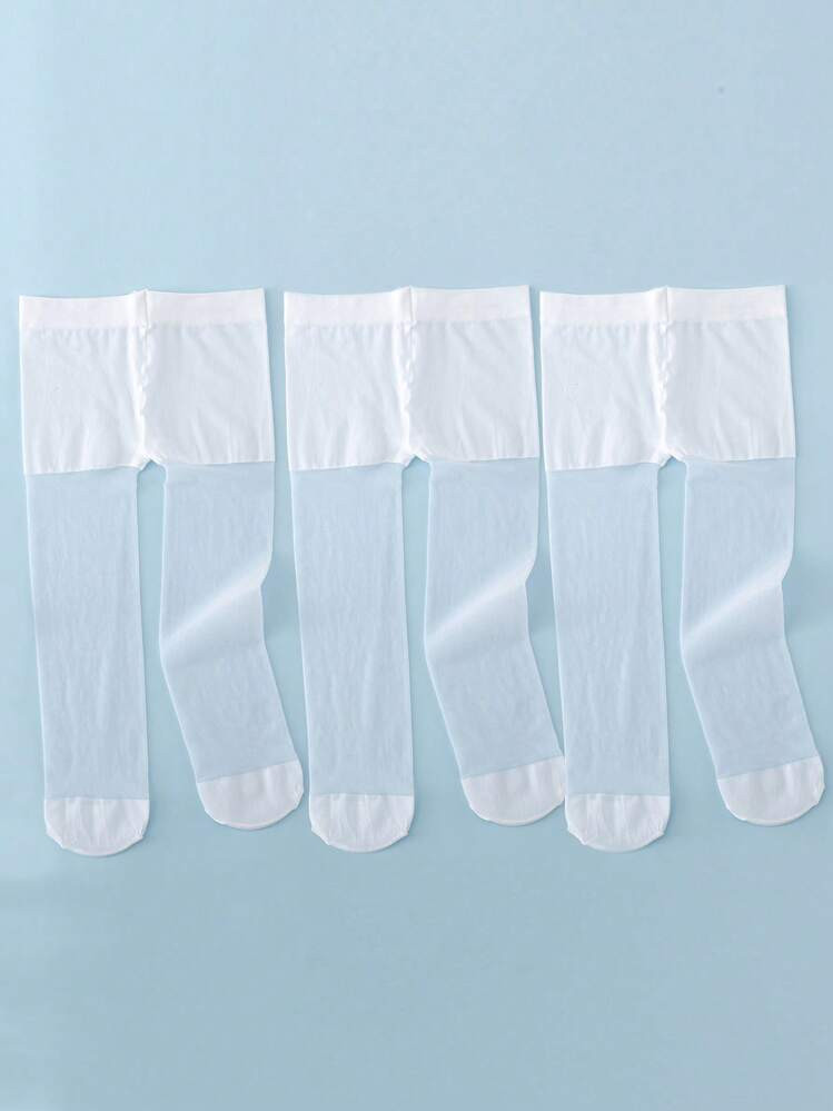 3pcs Baby Girls' Simple White Anti-Mosquito Thin Breathable Antistatic Soft & Comfortable Stirrup... | SHEIN