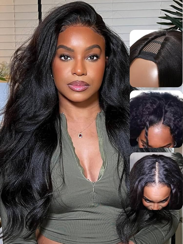 UNICE EasiContour V Part Human Hair Kinky Straight Glueless Clip in Vpart Wig Magic Leave Out Upg... | Amazon (US)