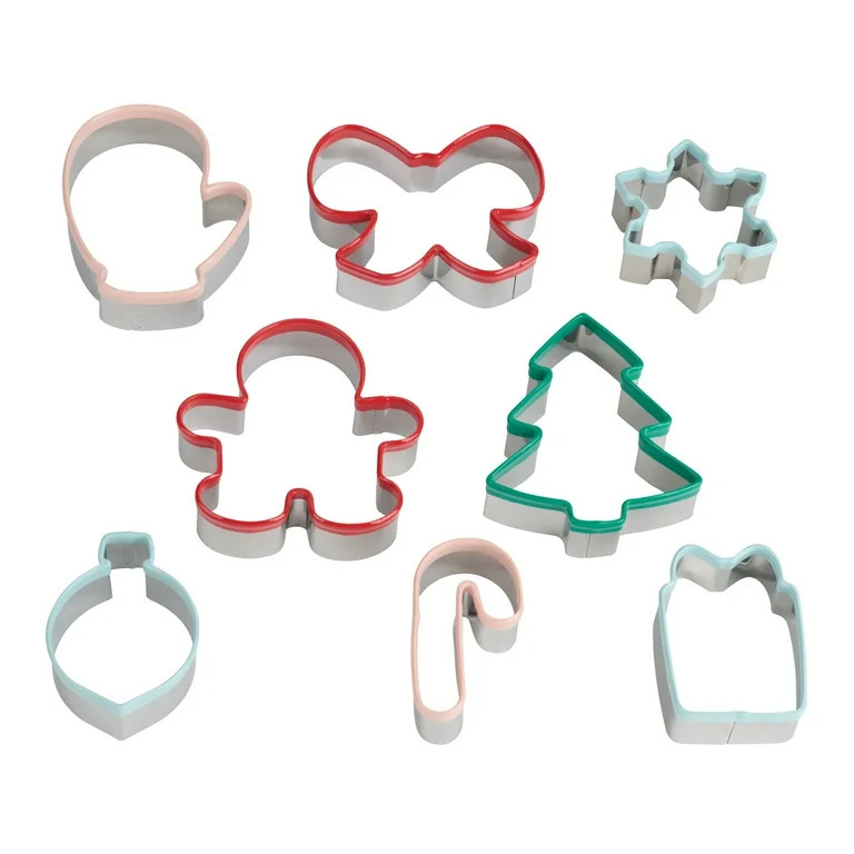 Holiday Time 8-Piece Stainless Cookie Cutters. Red, Green, Pink and Blue | Walmart (US)