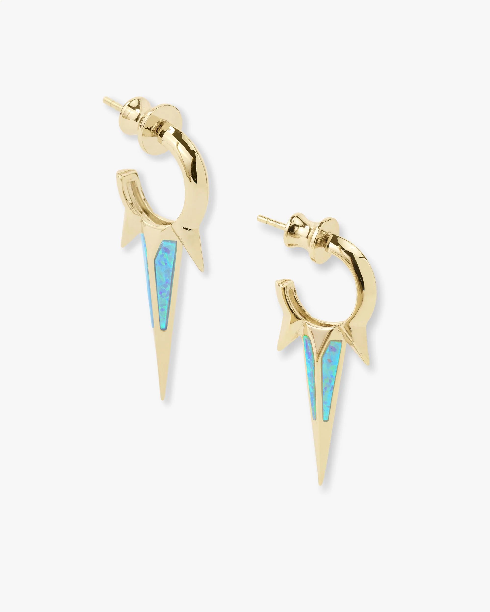Gabriella Blue Opal Triple Spike Earrings - Gold|Blue Opal | Melinda Maria