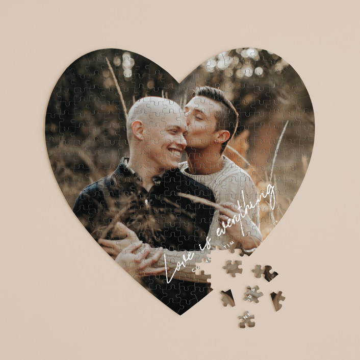 "Everything" - Customizable 252-piece Custom Heart Puzzle in White by Design Lotus. | Minted