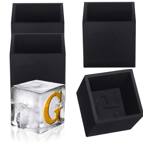 Teenyyou 4 Pcs 2" Monogrammed Ice Cube Molds Whiskey Gift for Men Personalized Custom Letter Silicone Ice Molds for Whiskey Lovers, for Birthday and Christmas(Letter G) | Amazon (US)