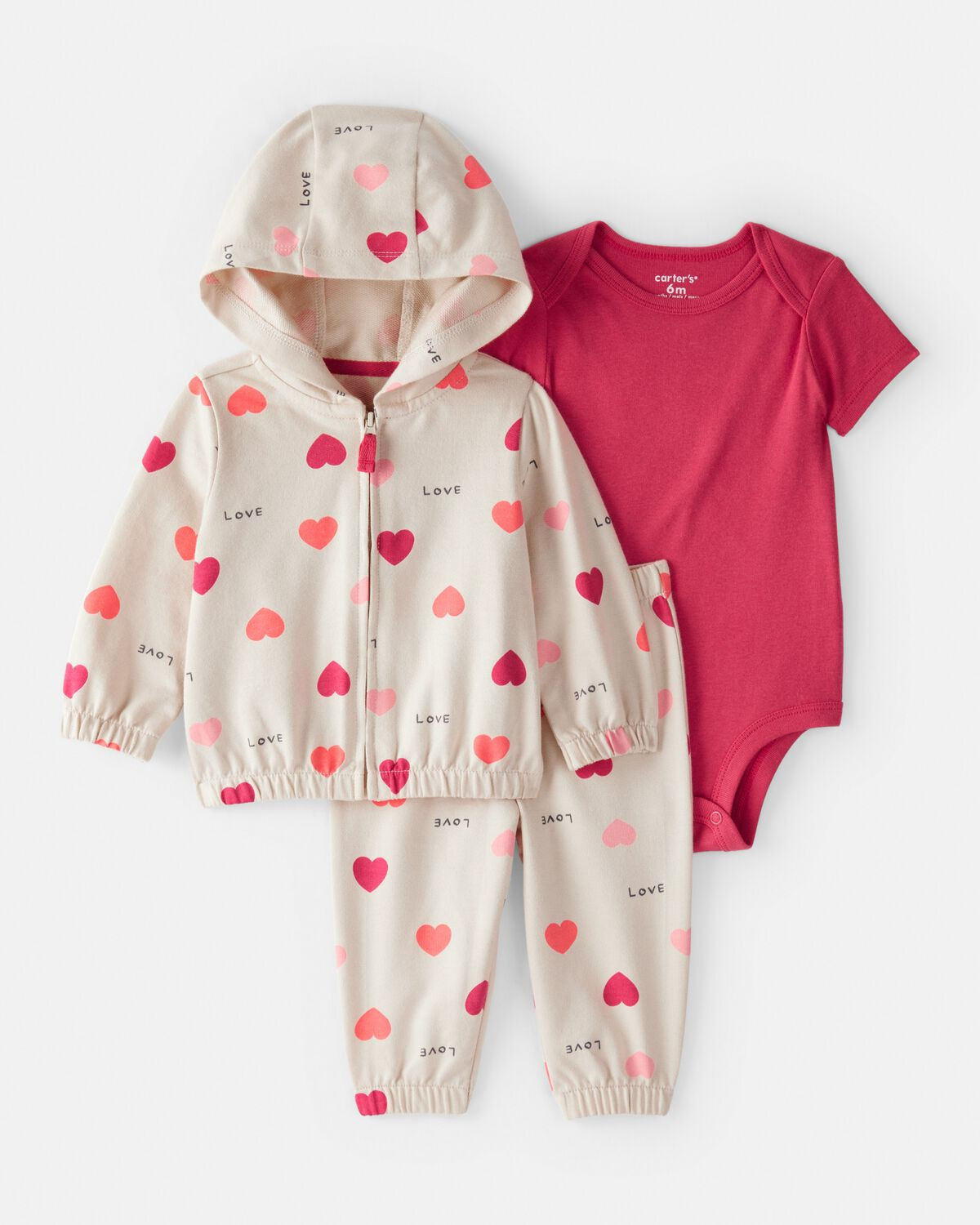 Baby Girl 3-Piece Heart Jacket Outfit Set - Brown | Carter's Inc