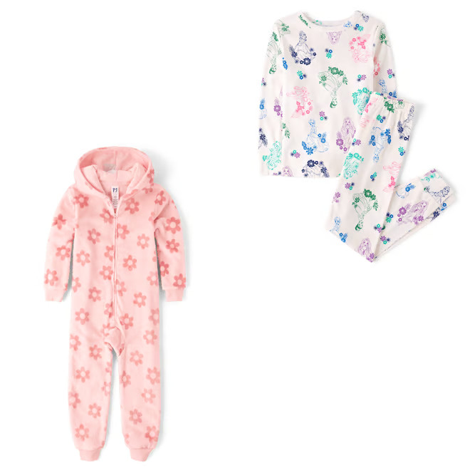 Girls Floral One Piece Pajamas - Cozy Fleece - pink | The Children's Place