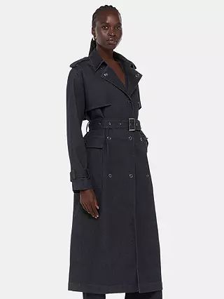 Whistles Cara Denim Trench Coat, Dark Denim | John Lewis (UK)