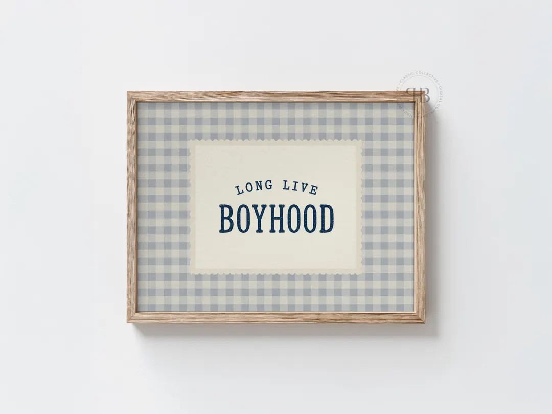 Long Live Boyhood Print, Blue Gingham Nursery Art (Digital Download) | Etsy (DACH)