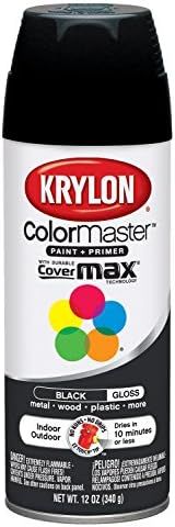 Krylon K05160107 ColorMaster Paint + Primer, Gloss, Black, 12 oz. | Amazon (US)