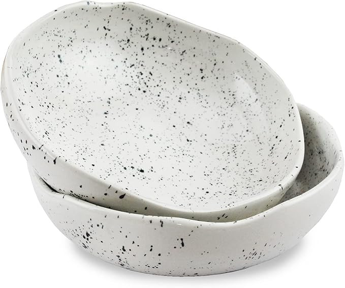 roro Handmade Speckled Ceramic Pasta Bowls Set of 2 in Lunar Speckled White - 7.5" Hand-Molded Mo... | Amazon (US)