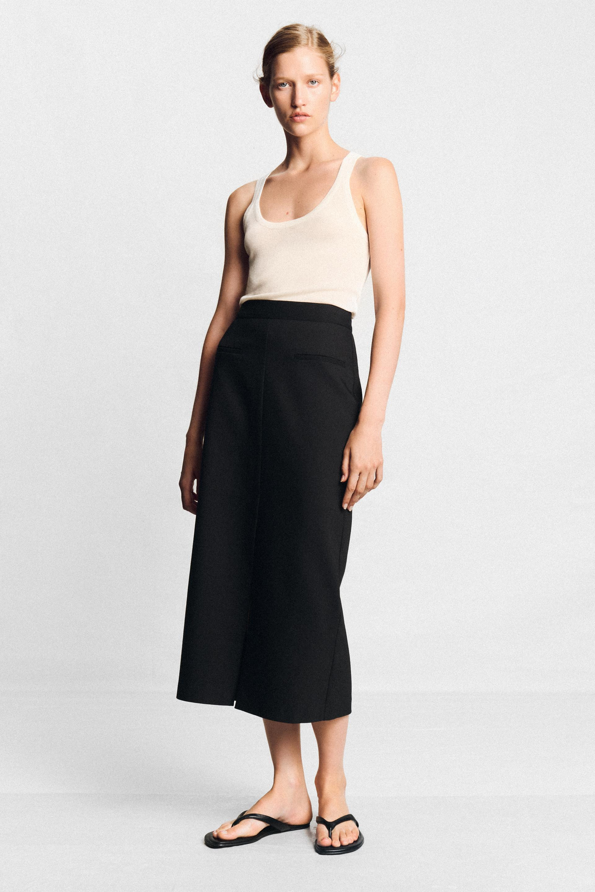 Zara - Midi Slit Skirt - Black - S - Woman | Zara US