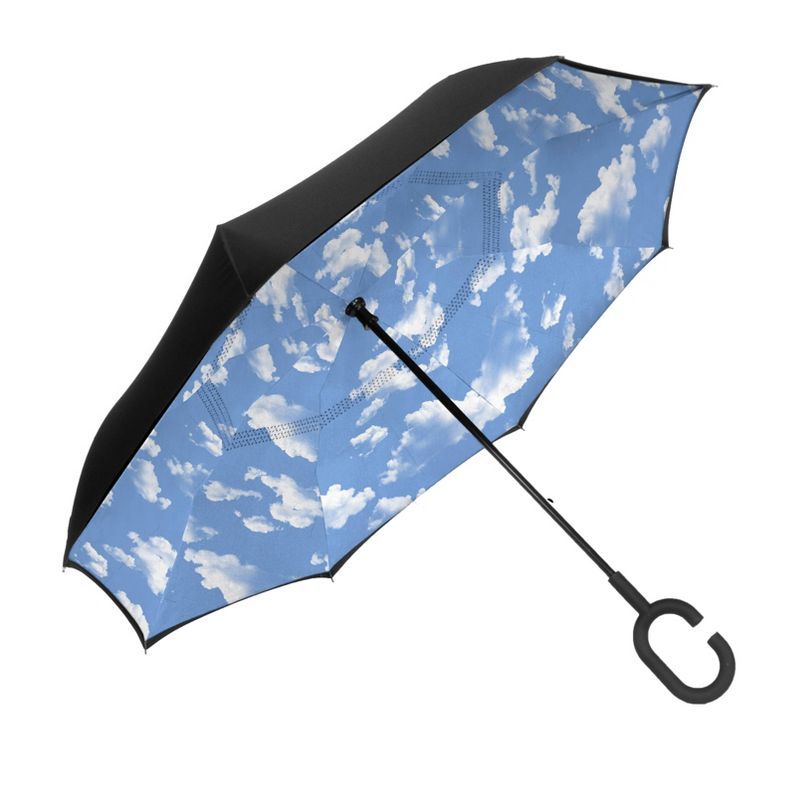 ShedRain UnbelievaBrella Reverse Opening Stick Umbrella - Black/White | Target