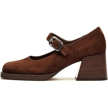 Mary Janes Heels for Women Square Toe Platform Chunky Heel Loafers | Amazon (US)