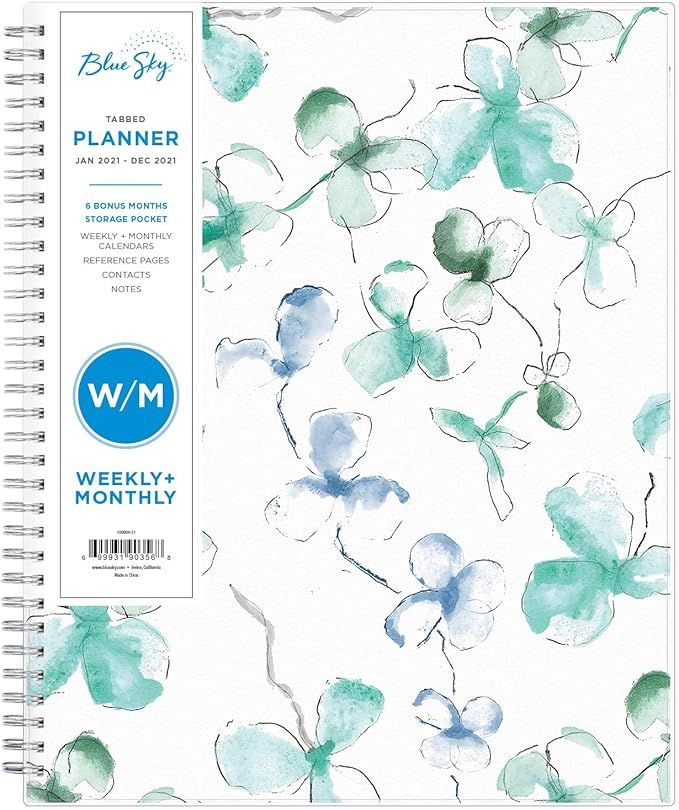 Blue Sky 2021 Weekly & Monthly Planner, Frosted Flexible Cover, Twin-Wire Binding, 8.5" x 11", Li... | Amazon (US)