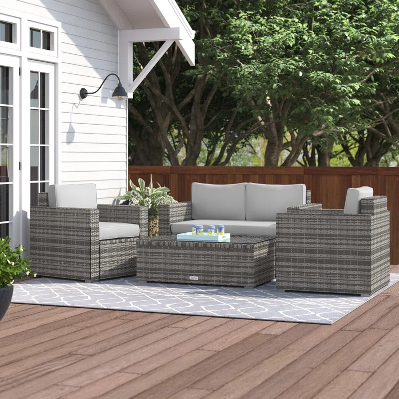 Hardesty 4 - Person Outdoor Seating Group with Cushions | Wayfair North America