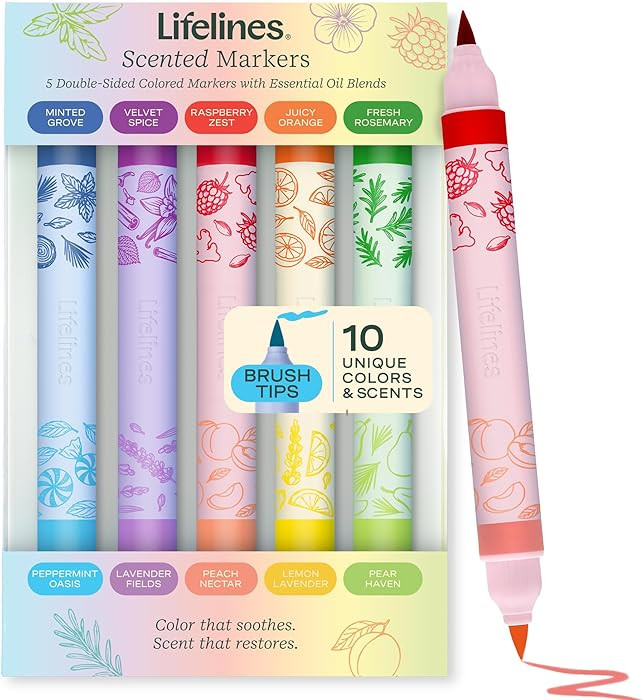 Lifelines Scented Colored Markers, 5 Double-Sided Markers with 10 Colors & Scents - Color Marker ... | Amazon (US)
