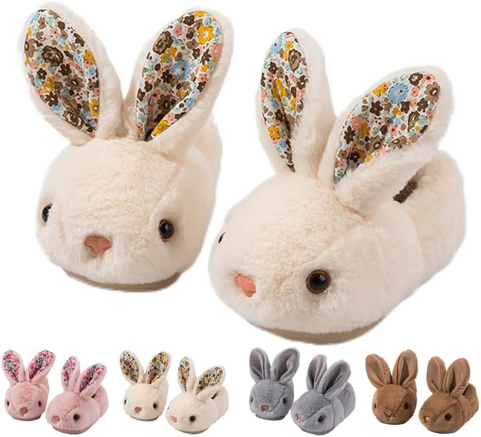 Toddler Kids Slippers Bunny Design Indoor Plush Shoes | Amazon (US)