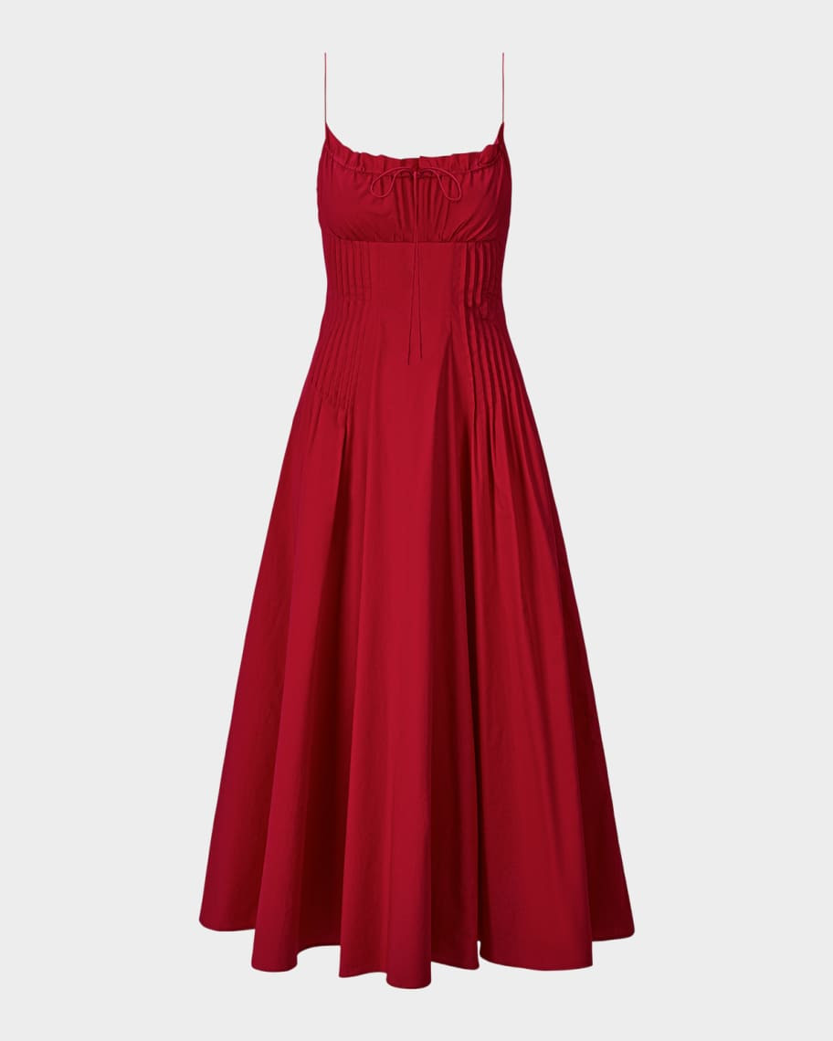 Margi Pleated Poplin Maxi Dress | Neiman Marcus