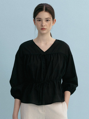 CLICHE STRING BLOUSE_BLACK | (주)더블유컨셉코리아/W Concept(KR)