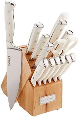 Amazon.com: Cuisinart C77WTR-15P Triple Rivet Collection 15-Piece Cutlery Block Set, White | Amazon (US)