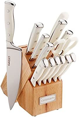 Cuisinart C77WTR-15P Classic Forged Triple Rivet, 15 Piece Set, White | Amazon (US)