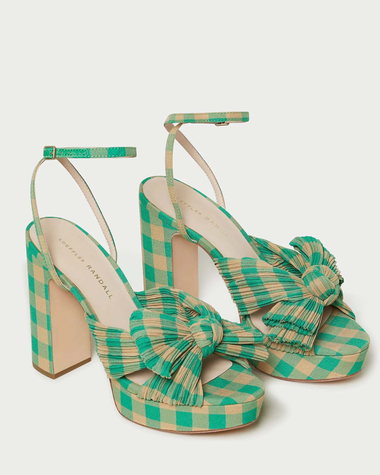 Natalia Green Gingham Bow Heel | Loeffler Randall