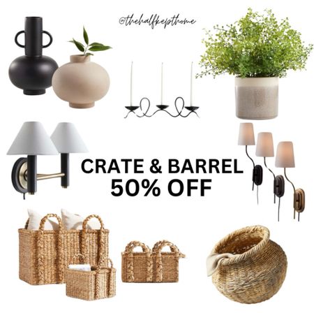 Spring sale at Crate & Barrel! 50% off and more! Decor, sconces, lighting, baskets, faux plant, vase, wicker, rattan, design, sale alert, decor. 

#LTKSeasonal #LTKhome #LTKSpringSale