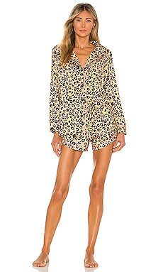 Plush X REVOLVE Long Sleeve Top and Short Pajama Set in Tan from Revolve.com | Revolve Clothing (Global)