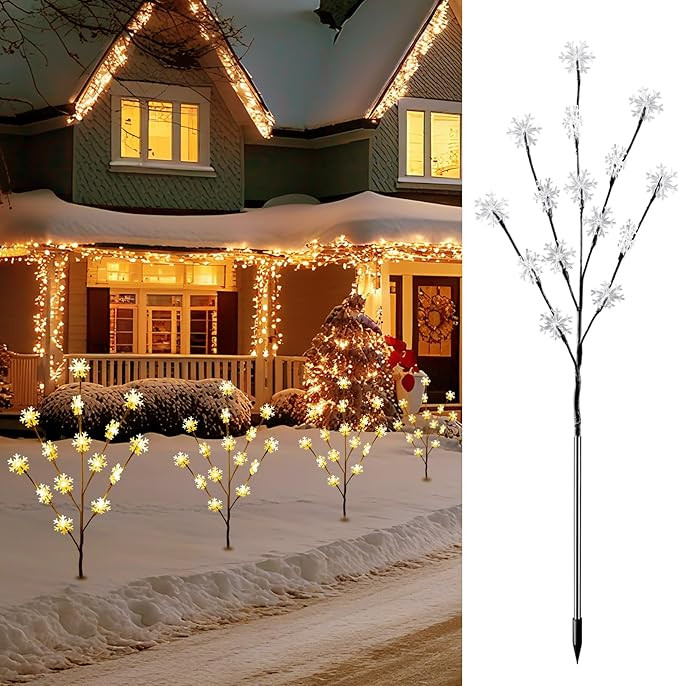 Brightown Snowflake Lights Outdoor Pathway, 4 Packs Lighted Branches Christmas Yard Decor, Small ... | Amazon (US)