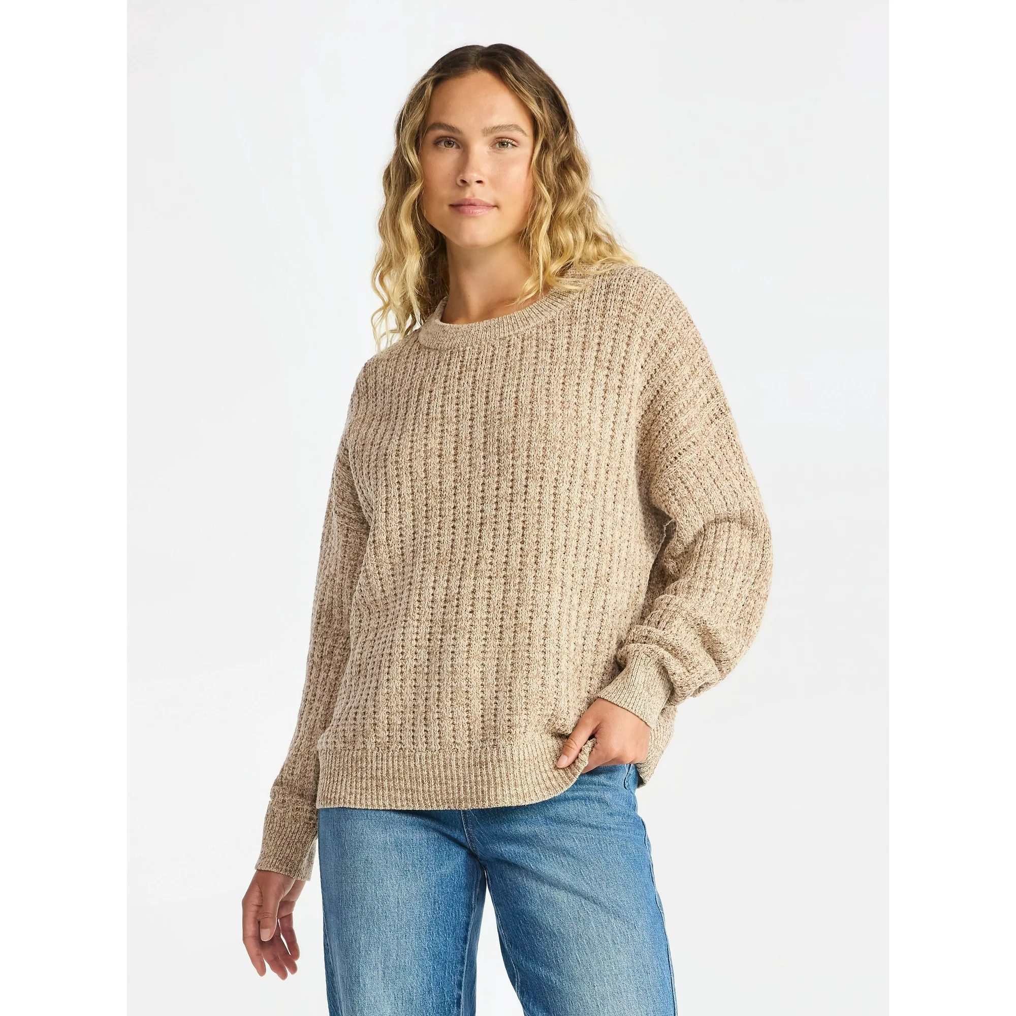 Time and Tru Women's and Women’s Plus Textured Stitch Sweater, Midweight, Sizes XS-4X | Walmart (US)