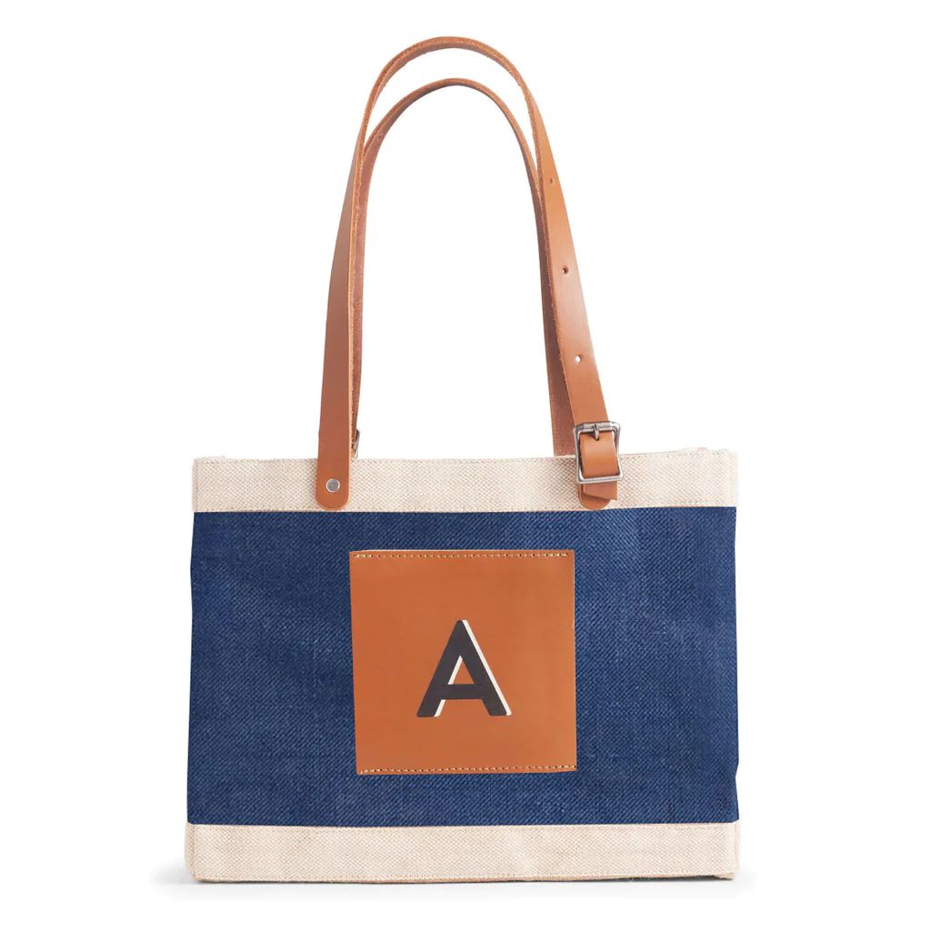 Petite Market Bag in Navy with Adjustable Handle “Alphabet Collection” | Apolis