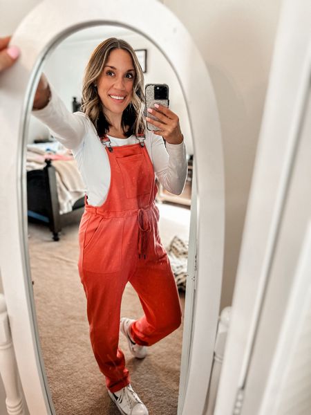 I’m on an overall kick. These are not only so cute but so comfy too! Sizing down would be my recommendation 

#LTKfindsunder50 #LTKSeasonal #LTKmidsize