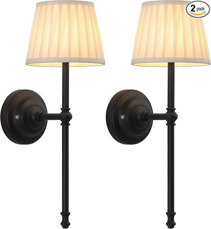 KDG Cordless Wall Sconces Set of 2, Small Wireless 5200mAh Rechargeable Battery Fabric LED Wall L... | Amazon (US)