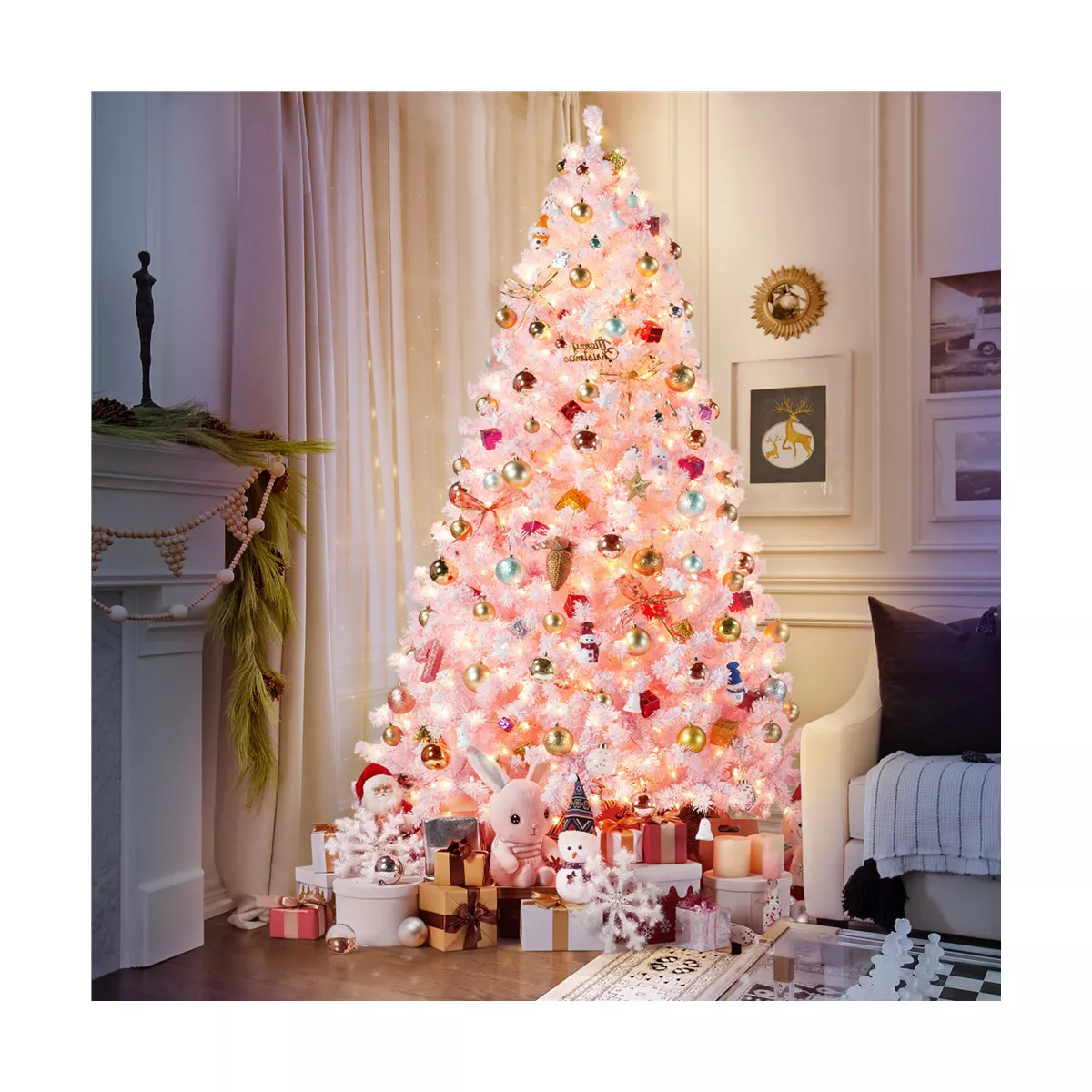 Yaheetech Pre-lit Flocked Artificial Christmas Tree Snow Frosted Christmas Tree | Target