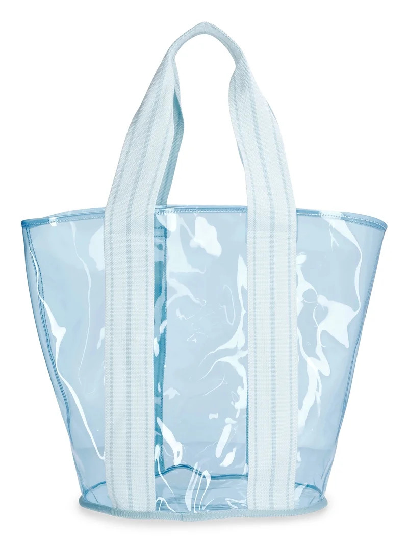 No Boundaries Clear Beach Tote, Blue, Women's | Walmart (US)